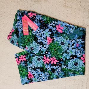 Lilly Pulitzer Alston Pant Luxletic "Soiree All Day" Golf Pant Green Floral 14